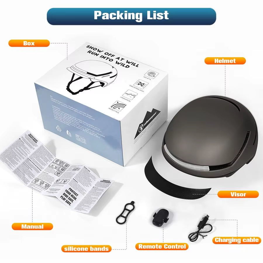 Bike Helmet with Turn Signals, NTA Certified up to 45Km H, Bicycle Helmet for Men Women with USB Rechargeable Rear Light, Viser,