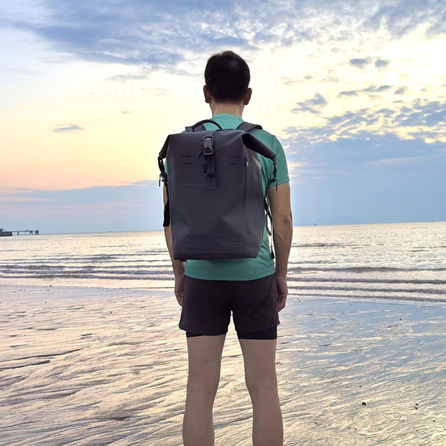 Black Waterproof Backpack 25L - 600D TPU Durable IPX8 Large Dry Bag for Kayaking, Hiking Dry Bag with Roll-Top Closure, Floating Waterproof Dry Backpack for Travel Outdoors, Hiking, Fishing