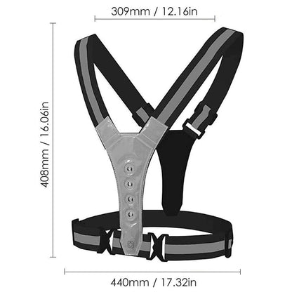 LED Reflective Running Vest Adjustable Elastic Flashing LED High Visibility Reflective Vest Cycling Security Vest for Running An