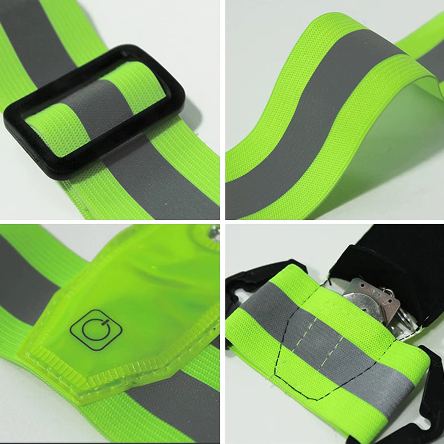 LED Reflective Running Vest Adjustable Elastic Flashing LED High Visibility Reflective Vest Cycling Security Vest for Running An