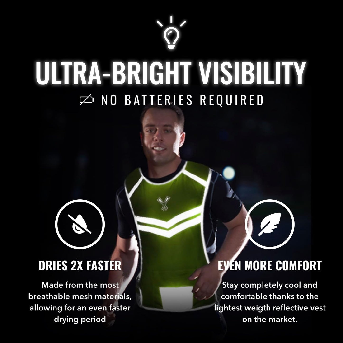 Running Reflective Vest, inside Pocket & 2 Bands, High Visibility Reflective Running Vest for Night Running Walking Cycling