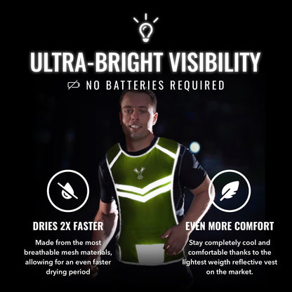 Running Reflective Vest, inside Pocket & 2 Bands, High Visibility Reflective Running Vest for Night Running Walking Cycling