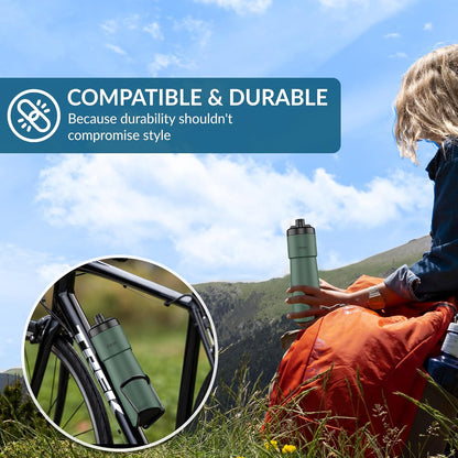 The Clean Hydration Co Insulated Bike Water Bottle | Easy Clean Nozzle, Easy Squeeze | Cycling Running Fitness Water Bottle | Gym Sport Bottle | Sport 23 Oz | Matte Black (Black) (Green, 23 Oz)