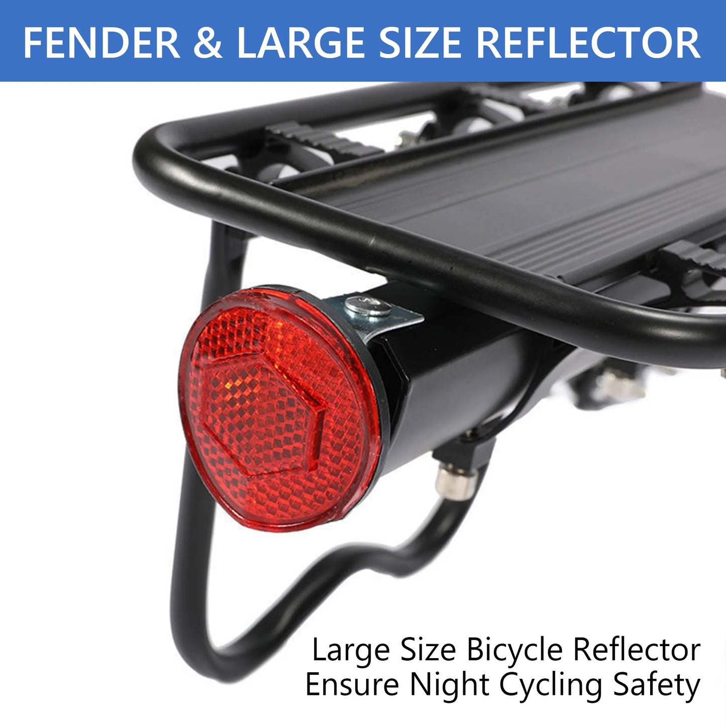 Heavy-Duty Bicycle Rear Luggage Rack -Quick Release, Light Logo, Universal Adjustable for Mountain/Road Bikes - Black