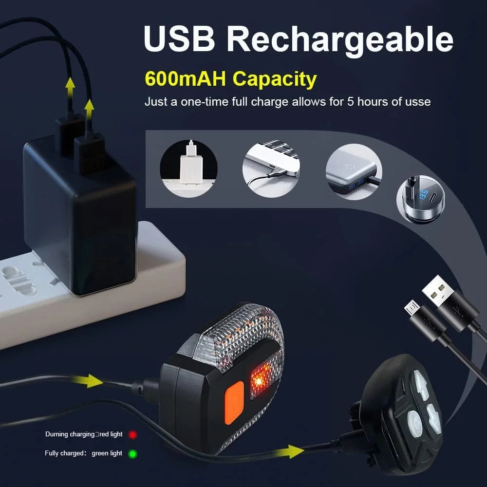 , Bike Wireless LED Turn Signals Tail Light, USB Rechargeable Remote Control Bright Bicycle Rear Lights, Waterproof Bike Turn Signal LED Light for Mountain Bike, Bicycle, Scooter