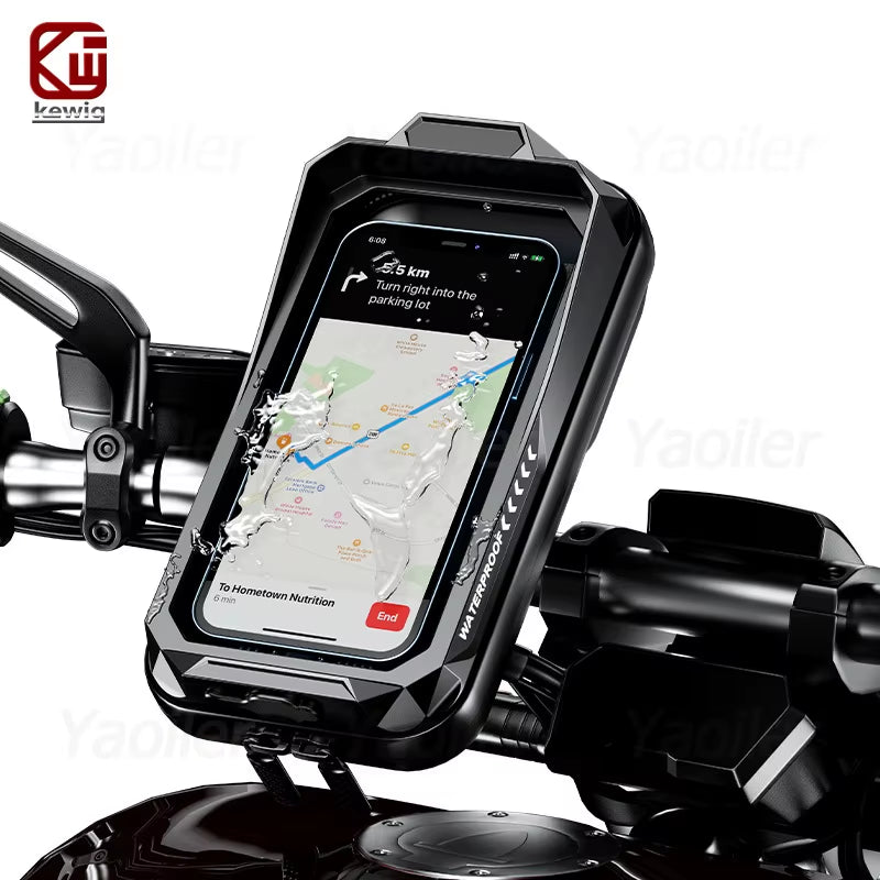 Waterproof Motorcycle Phone Holder Universal Bike Handlebar Mount Navigation Holder with Sun Visor for 4.0-6.7'' Cellphone