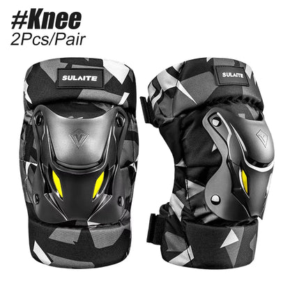 1Pair Electric Bike Motorcycle Knee Shin Guard Pads Black Adjustable Knee Elbow Guards Pads Protector Armor for Motocross Racing