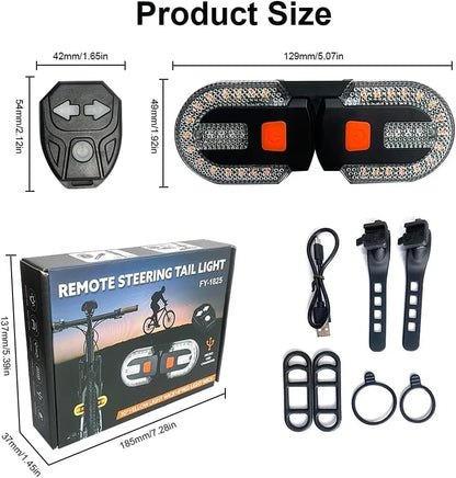 , Bike Wireless LED Turn Signals Tail Light, USB Rechargeable Remote Control Bright Bicycle Rear Lights, Waterproof Bike Turn Signal LED Light for Mountain Bike, Bicycle, Scooter