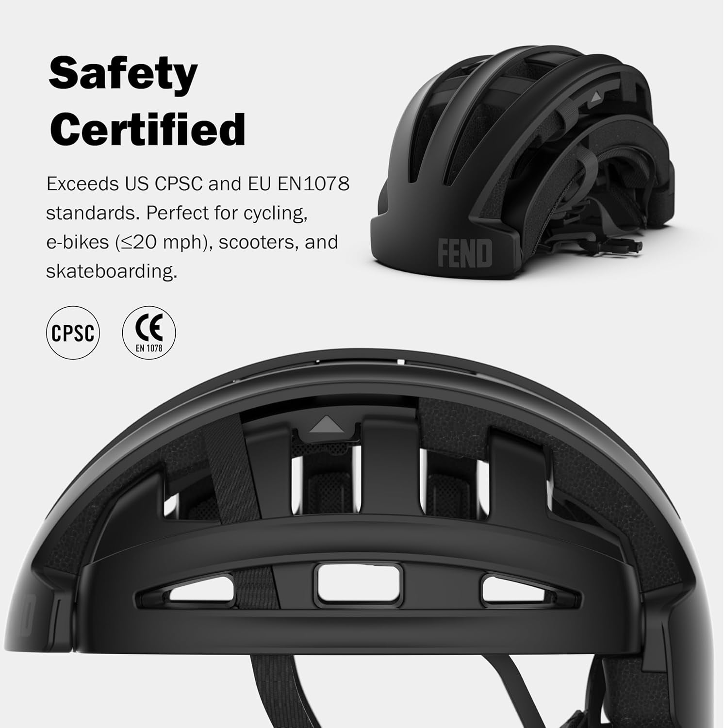 One Foldable Bike Helmet – Patented Smart-Fold 50% Compact Design, Award-Winning Safety CPSC/EN1078 Certified, for Adults, Commuters, E-Bikes, Scooters