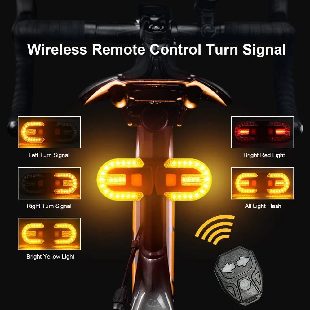 , Bike Wireless LED Turn Signals Tail Light, USB Rechargeable Remote Control Bright Bicycle Rear Lights, Waterproof Bike Turn Signal LED Light for Mountain Bike, Bicycle, Scooter