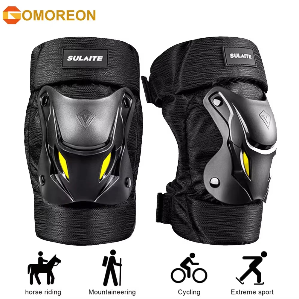 1Pair Electric Bike Motorcycle Motocross Racing Knee Elbow Guards Pads Braces Protective Gear Black
