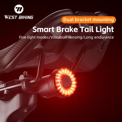 Smart Brake-Sensing Bike Tail Light - USB-C Rechargeable Rear Safety Light