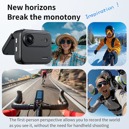 Compact Vlog Camera with Flip Screen - 4K Action Cam for Cycling