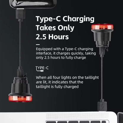 Smart Brake-Sensing Bike Tail Light - USB-C Rechargeable Rear Safety Light