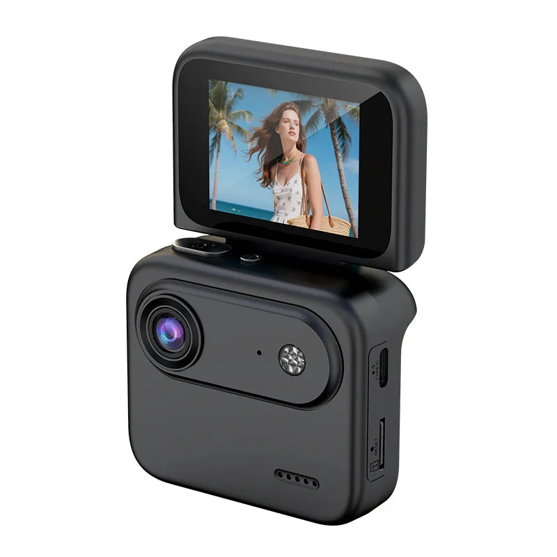 Compact Vlog Camera with Flip Screen - 4K Action Cam for Cycling