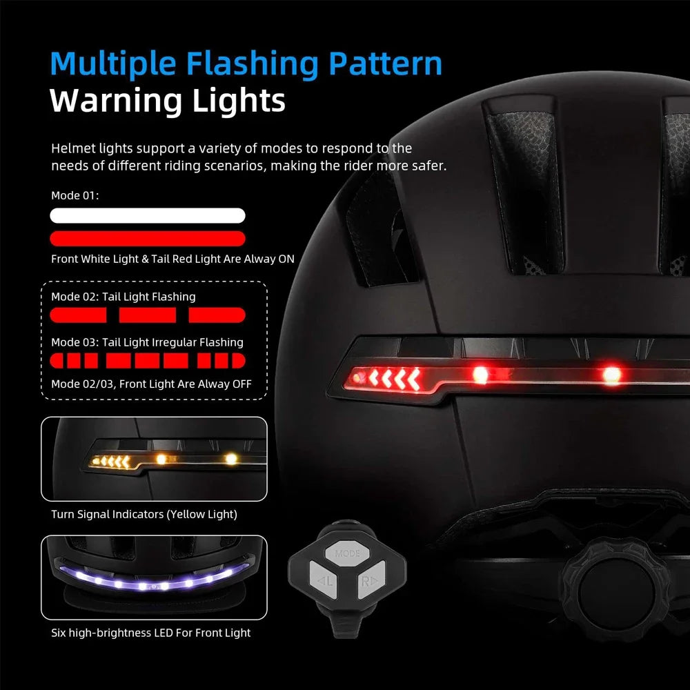 Smart LED Turn Signal Helmet - Wireless Remote for E-Bikes & Scooters