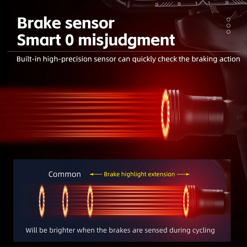 Smart Brake-Sensing Bike Tail Light - USB-C Rechargeable Rear Safety Light
