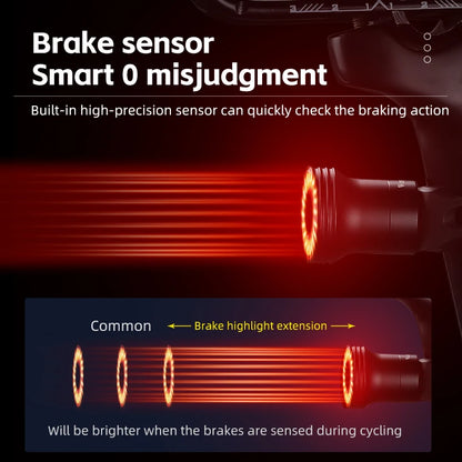 Smart Brake-Sensing Bike Tail Light - USB-C Rechargeable Rear Safety Light