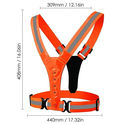 LED Reflective Running Vest Adjustable Elastic Flashing LED High Visibility Reflective Vest Cycling Security Vest for Running An