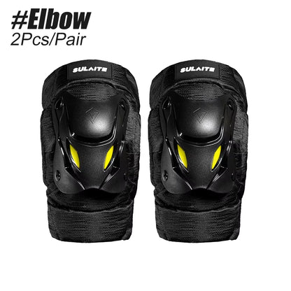 1Pair Electric Bike Motorcycle Motocross Racing Knee Elbow Guards Pads Braces Protective Gear Black