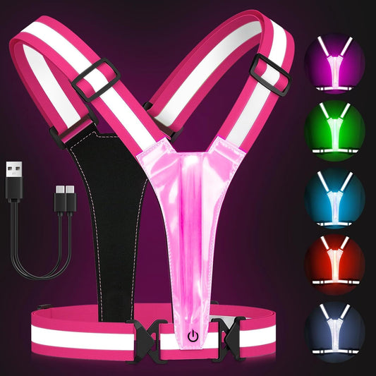 Zacro LED Reflective Vest Running Gear, 5 Lights Colors High Visibility