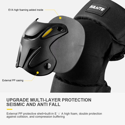 1Pair Electric Bike Motorcycle Motocross Racing Knee Elbow Guards Pads Braces Protective Gear Black