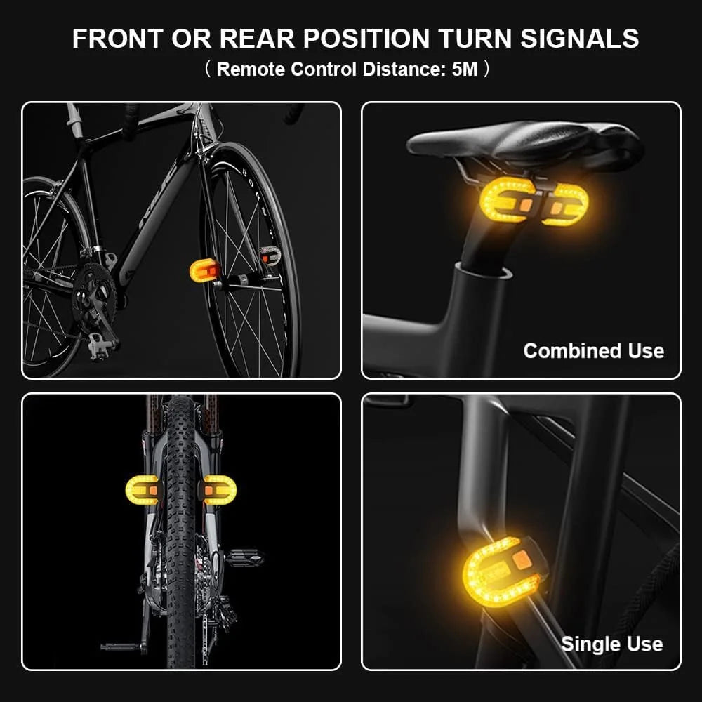 , Bike Wireless LED Turn Signals Tail Light, USB Rechargeable Remote Control Bright Bicycle Rear Lights, Waterproof Bike Turn Signal LED Light for Mountain Bike, Bicycle, Scooter