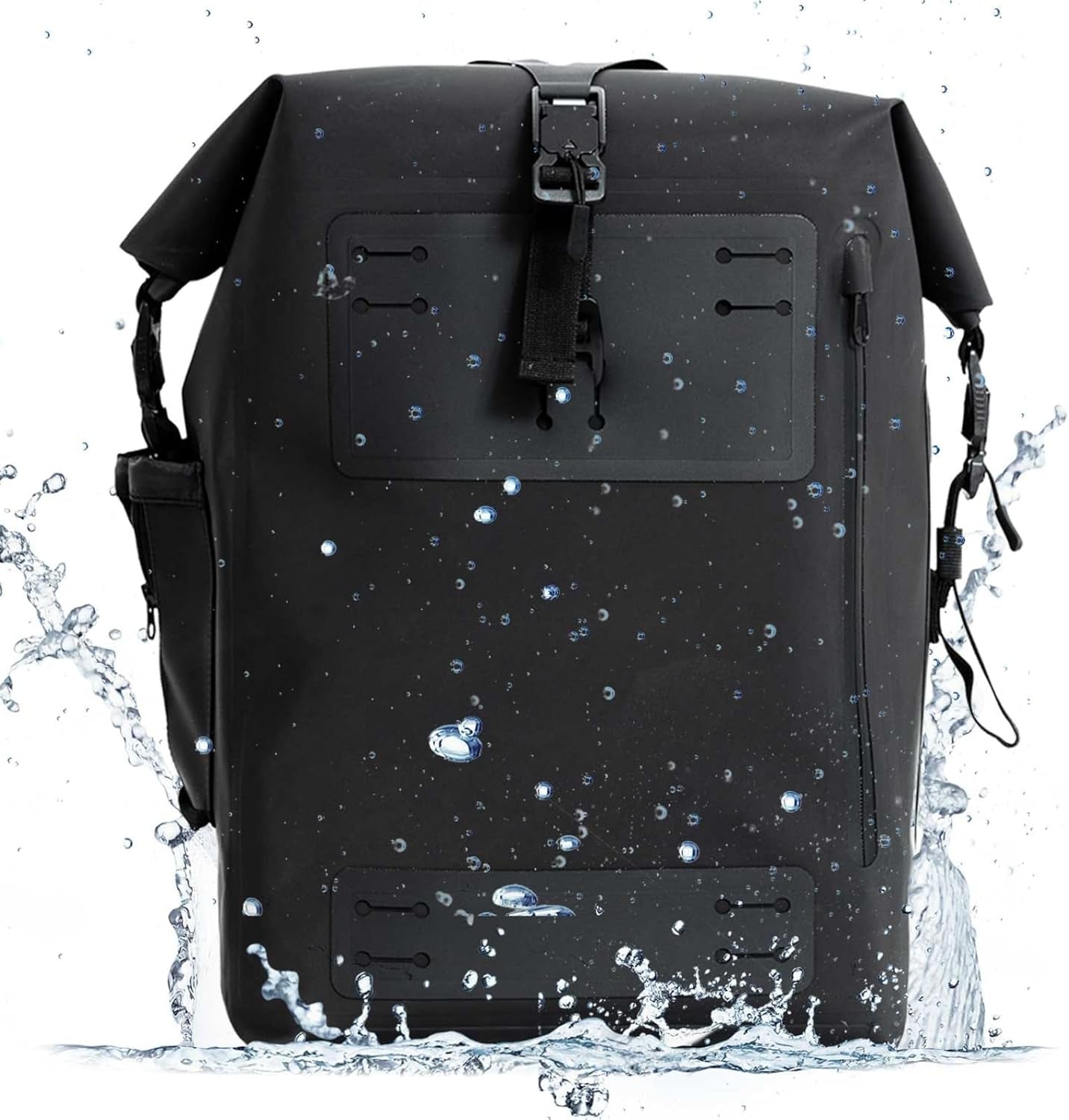 Black Waterproof Backpack 25L - 600D TPU Durable IPX8 Large Dry Bag for Kayaking, Hiking Dry Bag with Roll-Top Closure, Floating Waterproof Dry Backpack for Travel Outdoors, Hiking, Fishing