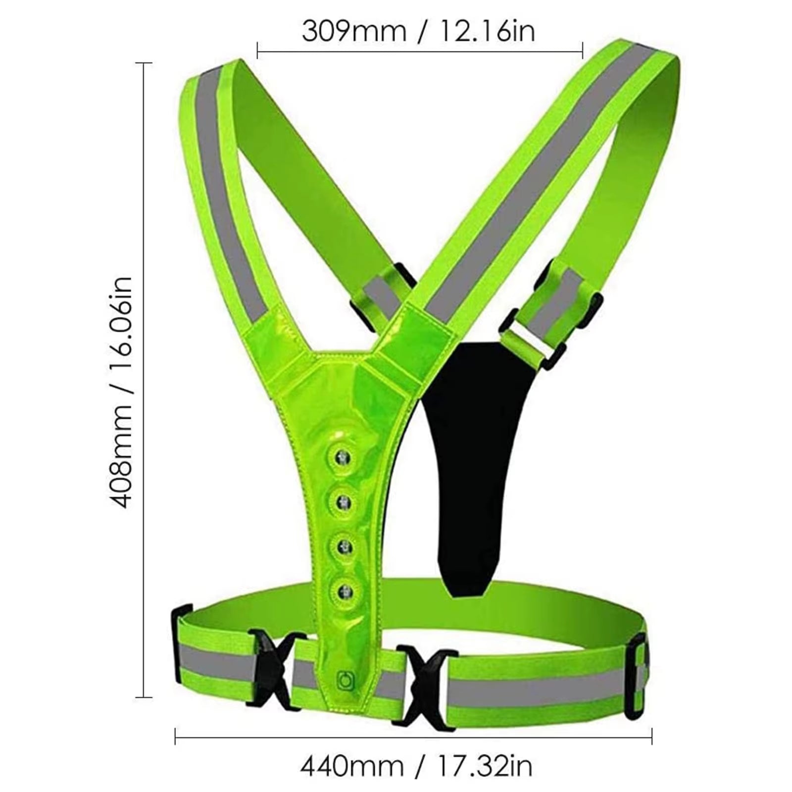 LED Reflective Running Vest Adjustable Elastic Flashing LED High Visibility Reflective Vest Cycling Security Vest for Running An