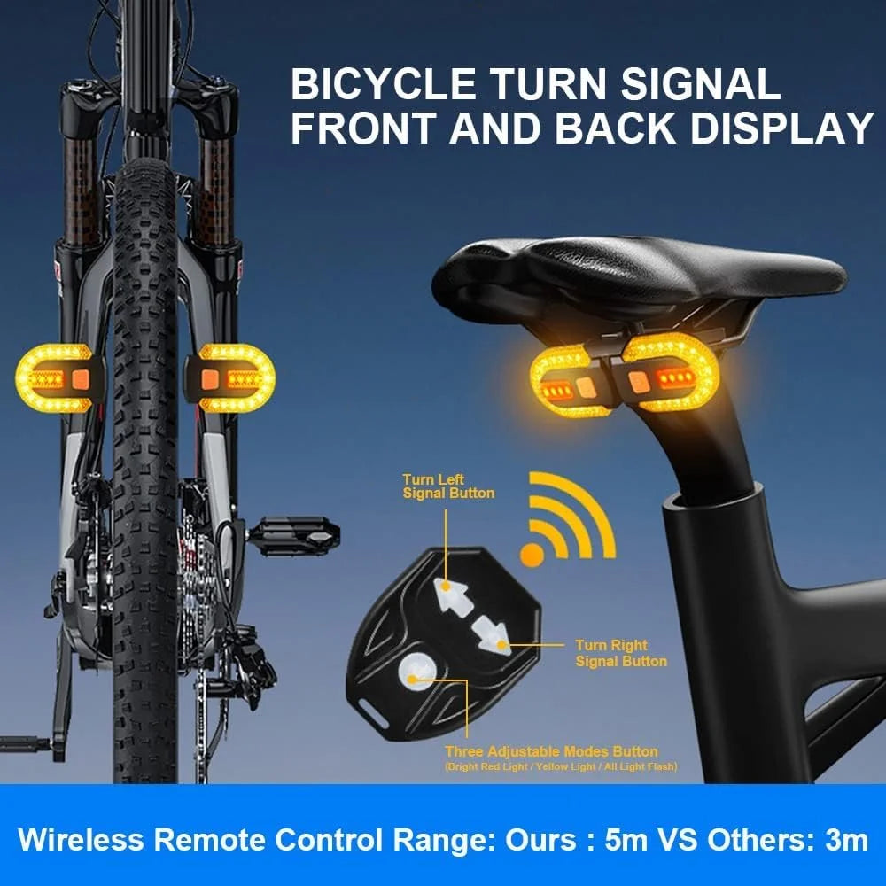 , Bike Wireless LED Turn Signals Tail Light, USB Rechargeable Remote Control Bright Bicycle Rear Lights, Waterproof Bike Turn Signal LED Light for Mountain Bike, Bicycle, Scooter
