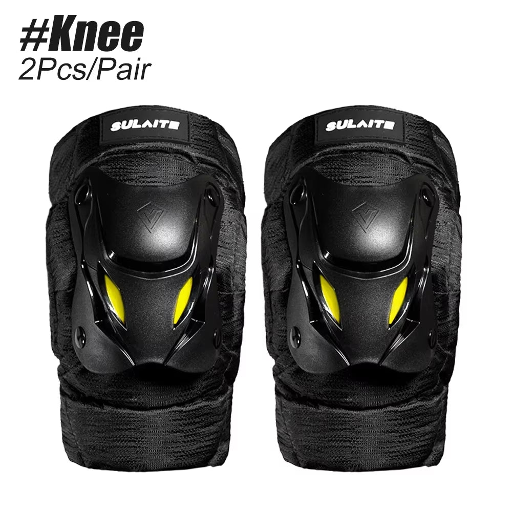 1Pair Electric Bike Motorcycle Motocross Racing Knee Elbow Guards Pads Braces Protective Gear Black