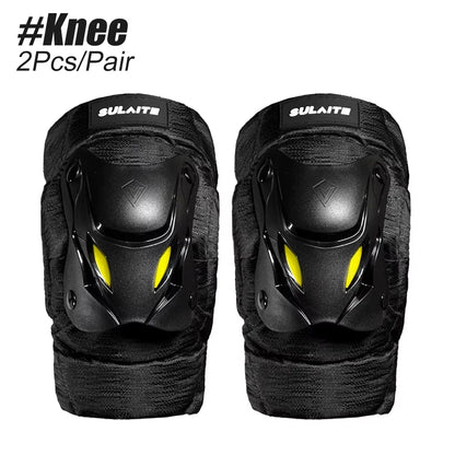 1Pair Electric Bike Motorcycle Motocross Racing Knee Elbow Guards Pads Braces Protective Gear Black